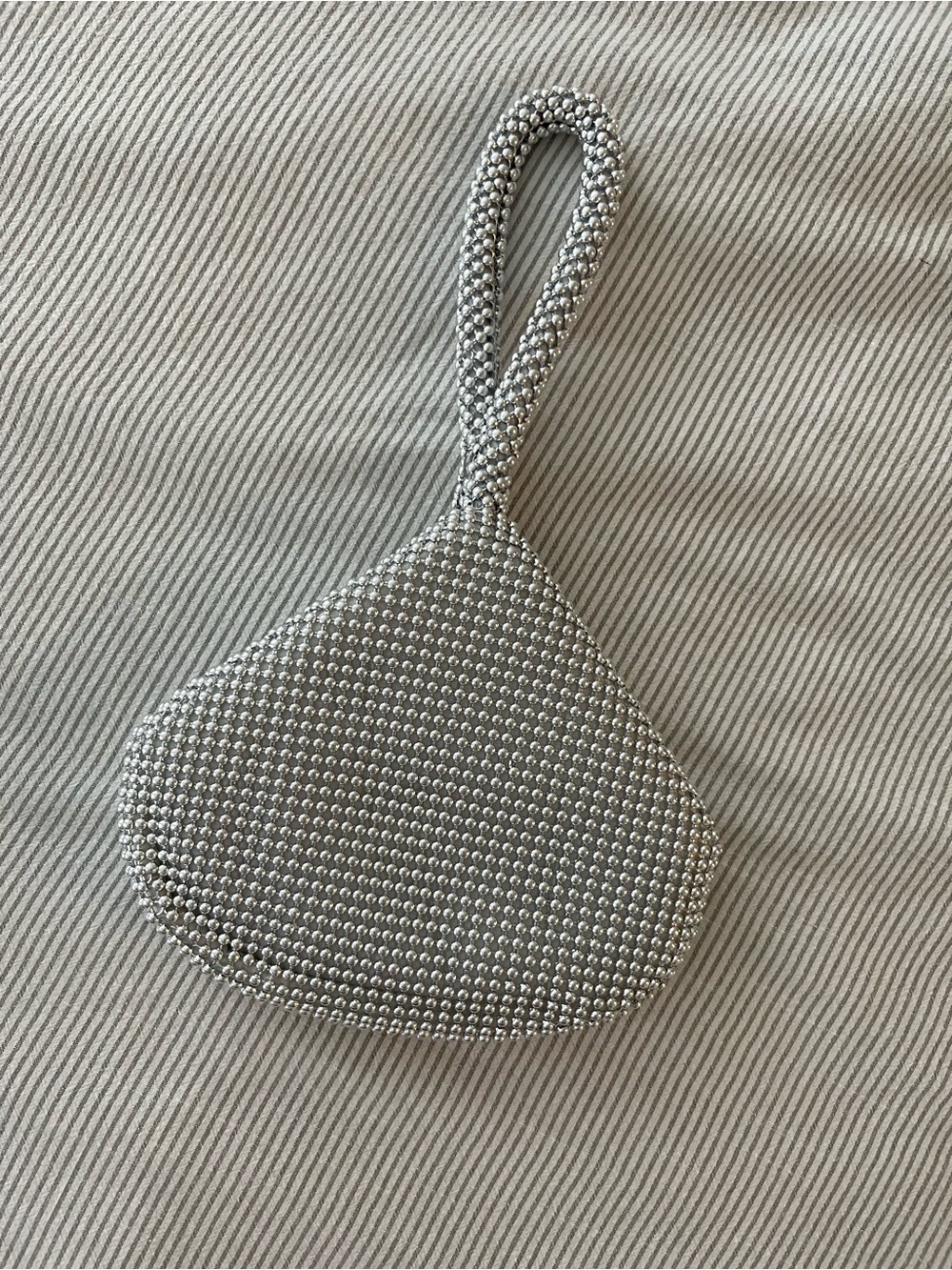 Silver Beaded Wristlet Clutch